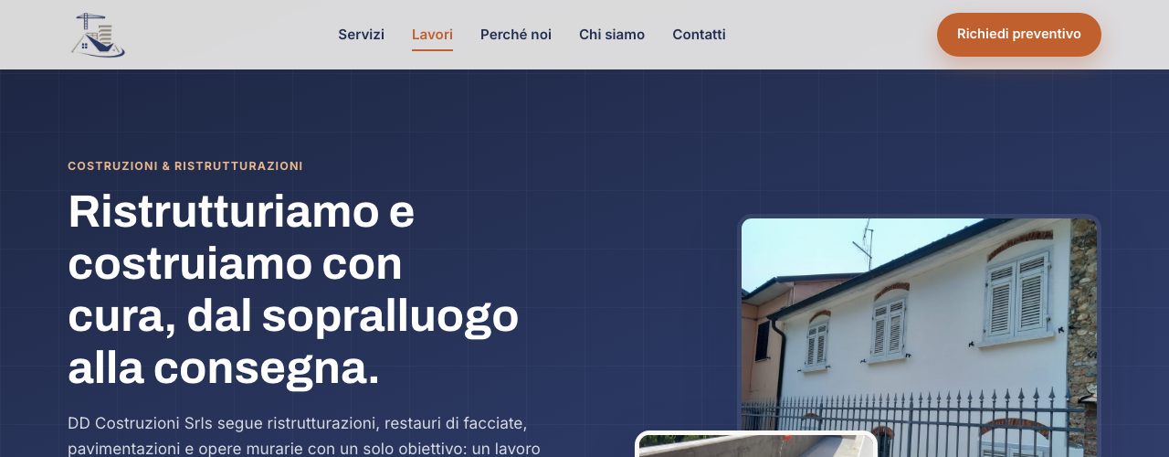 Homepage del sito DD Costruzioni