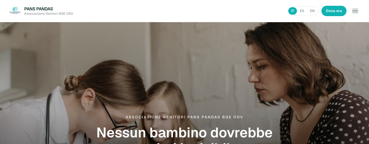 Homepage del sito Associazione PANS PANDAS BGE