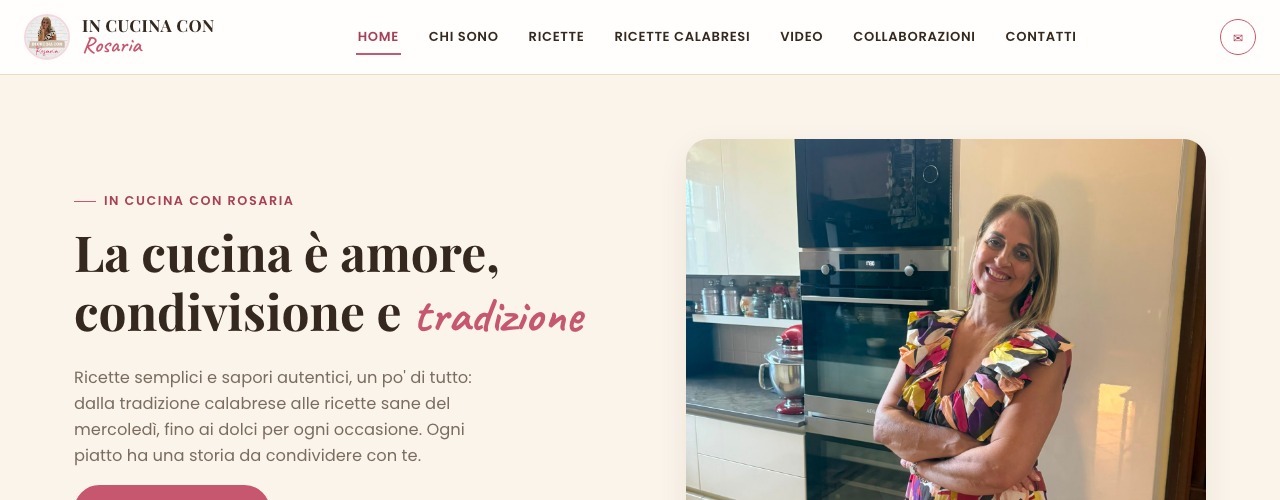Homepage del sito In Cucina con Rosaria