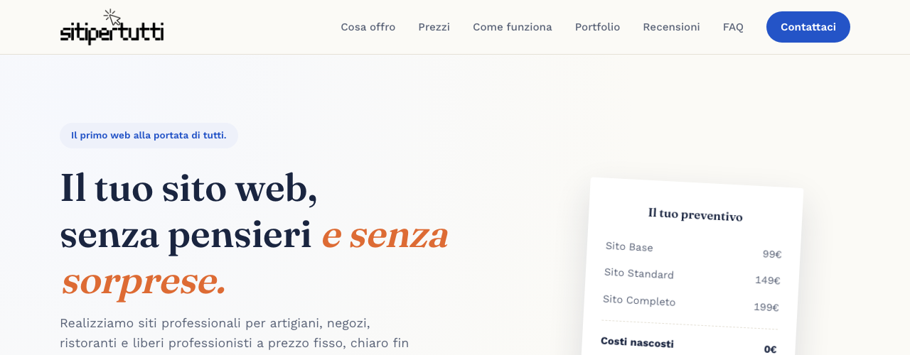 Homepage del sito Siti per Tutti